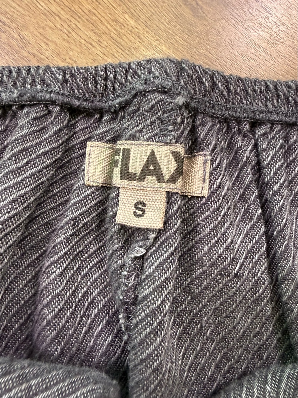 NWOT FLAX Gray 100% Linen Textured Diagonal Stripe Pull On Pants Size Small - Picture 5 of 11